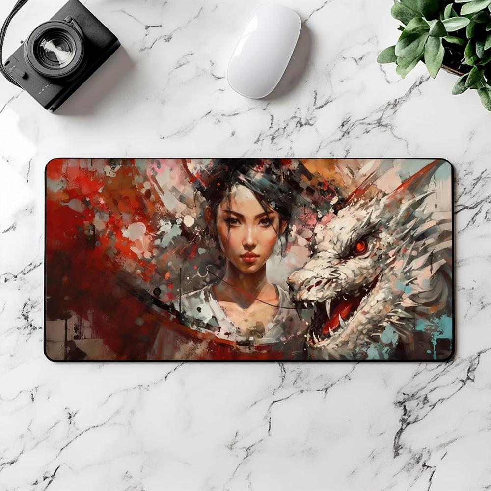 Play Mat Neoprene - Soyut Yağlı Boya Tablosu Oryantal Kadın