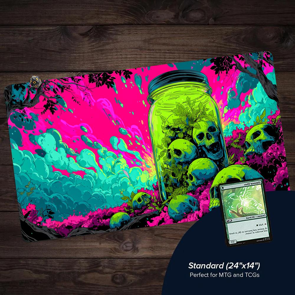 Play Mat Neoprene - Neon Jungle ve Skull Bottles TCG