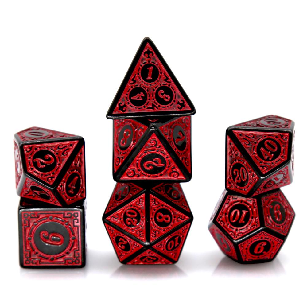Board Game Electronic Table - 7 adet siyah kırmızı akrilik çokyüzlü