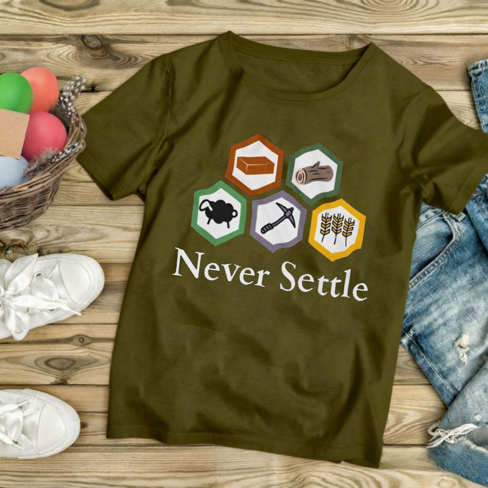 Never Settle Catan Shirt Vinta - Board Game Catan incelemesi ve fiyatı