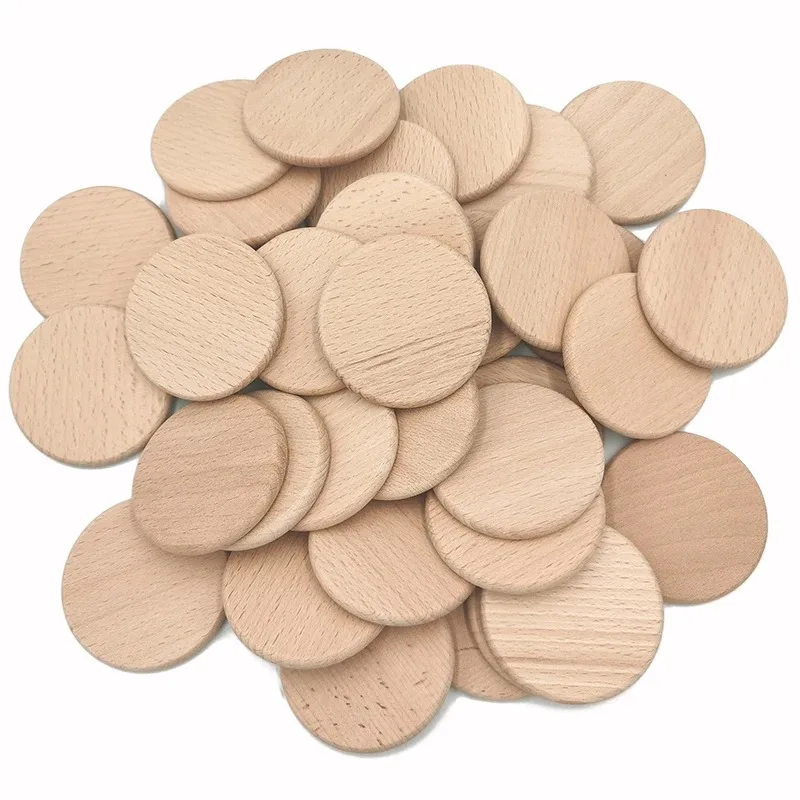 50 adet yuvarlak bitmemiş ahşa - Board Game With Chips incelemesi ve fiyatı